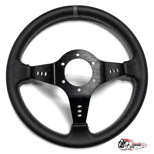 Руль Sparco кожа черный центр серая полоска D35 (9 отверстий)