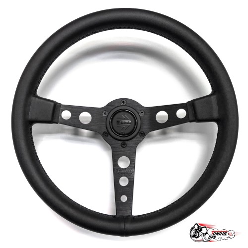 Руль МОМО без выноса black edition черный центр PROTOTIPO (кожа)