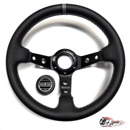 Руль Sparco кожа черный центр серая полоска D32 (6 отверстий)