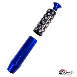 Насадка на ручку КПП сакура на фоне карбон синяя 13см