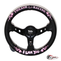 Руль THRASH RACING кожа вынос розовые буквы