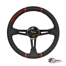 руль МОМО дрифтинг вынос кожа красные полоски