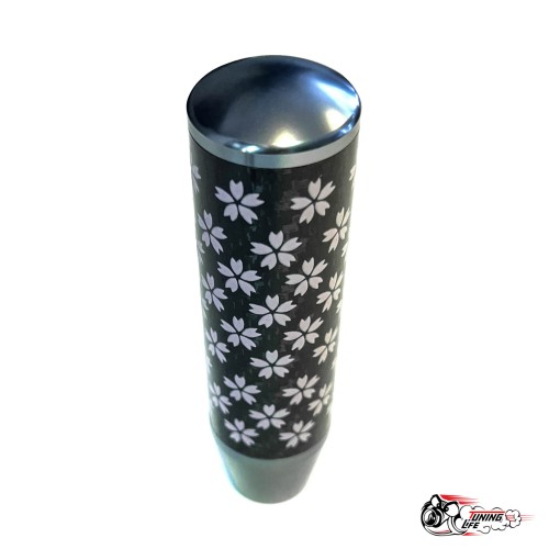 Насадка на ручку КПП сакура на фоне карбон темно-серая 13см