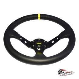 Руль OMP вынос кожа желтая полоска D35