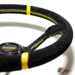 Руль МОМО дрифтинг вынос замша желтые полоски