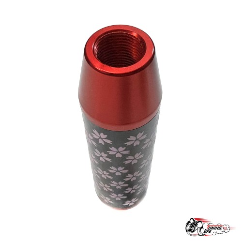 Насадка на ручку КПП сакура на фоне карбон красная 13см