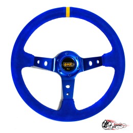 руль OMP вынос синяя замша (синий центр желтая полоска)D35