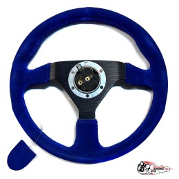 Руль МОМО БЕЗ выноса черный центр синяя замша