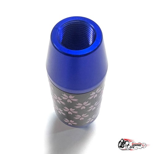 Насадка на ручку КПП сакура на фоне карбон синяя 8,5см