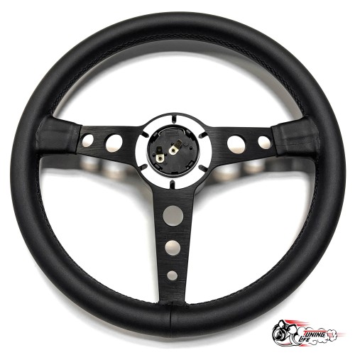 Руль МОМО без выноса black edition черный центр PROTOTIPO (кожа)
