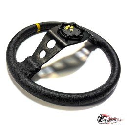 Руль OMP вынос кожа желтая полоска двухспицевый