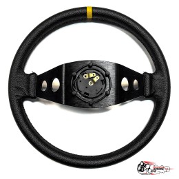 Руль OMP вынос кожа желтая полоска двухспицевый