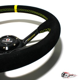 Руль МОМО JAPAN вынос желтая строчка/полоска (Замша)