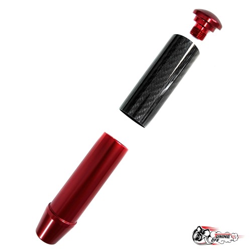 Насадка на ручку КПП мейхуа на фоне карбон красная 13см