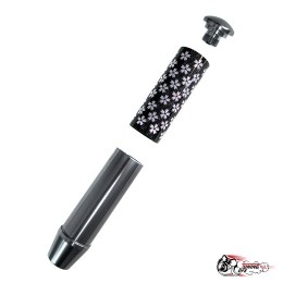 Насадка на ручку КПП сакура на фоне карбон темно-серая 13см