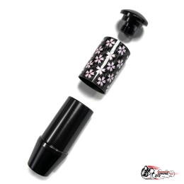 Насадка на ручку КПП сакура на фоне карбон черная 8,5см