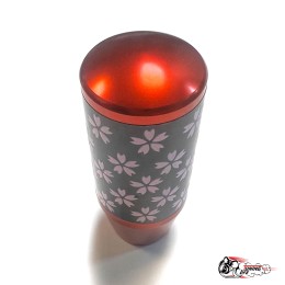 Насадка на ручку КПП сакура на фоне карбон красная 8,5см