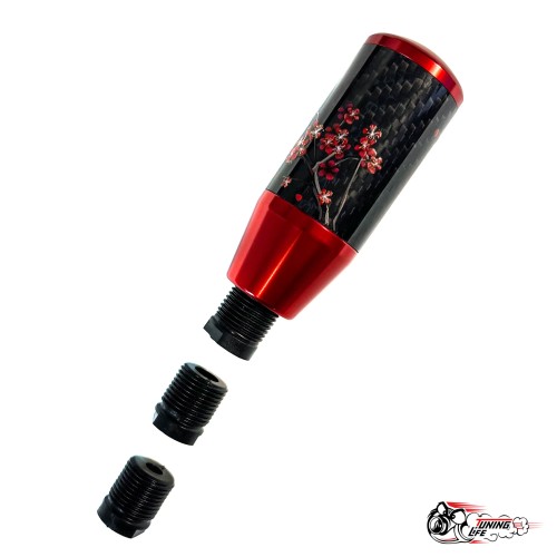 Насадка на ручку КПП мейхуа на фоне карбон красная 8,5см