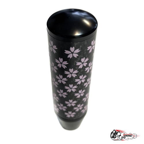 Насадка на ручку КПП сакура на фоне карбон черная 13см