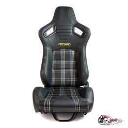 Спортивное сиденье (ковш) Recaro, желтая клетка (кожа + ткань, водительский)