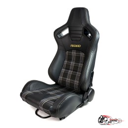 Спортивное сиденье (ковш) Recaro, желтая клетка (кожа + ткань, водительский)