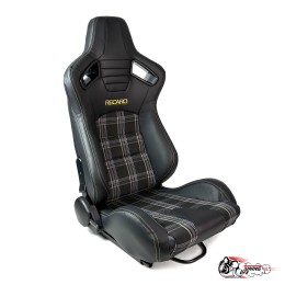 Спортивное сиденье (ковш) Recaro, желтая клетка (кожа + ткань, пассажирский)