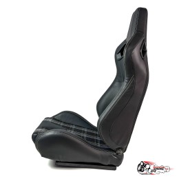 Спортивное сиденье (ковш) Recaro, желтая клетка (кожа + ткань, пассажирский)