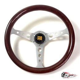 Спортивный руль MOMO Indy Black Wood (серые спицы)