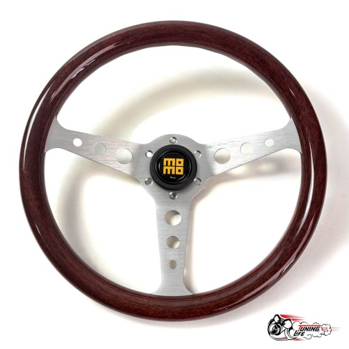 Спортивный руль MOMO Indy Black Wood (серые спицы)