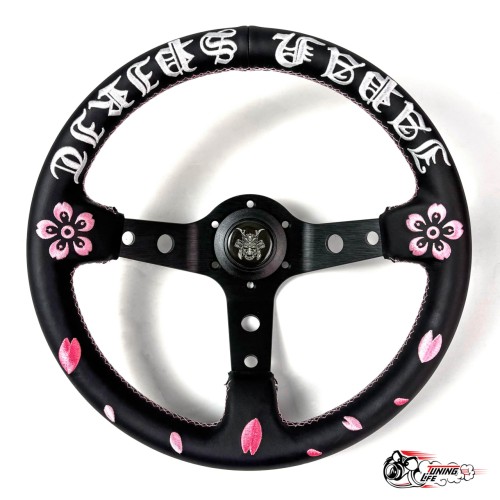 Спортивный руль Sakura (кожа, вынос, вышивка)