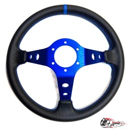 Руль OMP вынос кожа синий центр