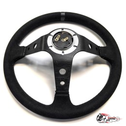 Руль МОМО вынос 9см black edition черный центр (замша)