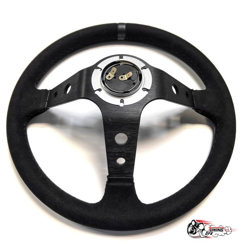 Руль МОМО вынос 9см black edition черный центр (замша)