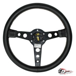Руль МОМО БЕЗ выноса белая строчка черный центр PROTOTIPO (кожа)