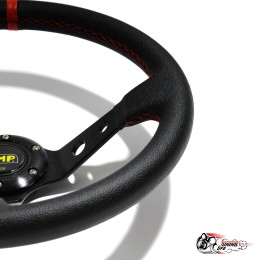 Руль OMP вынос кожа черный (красная полоска)