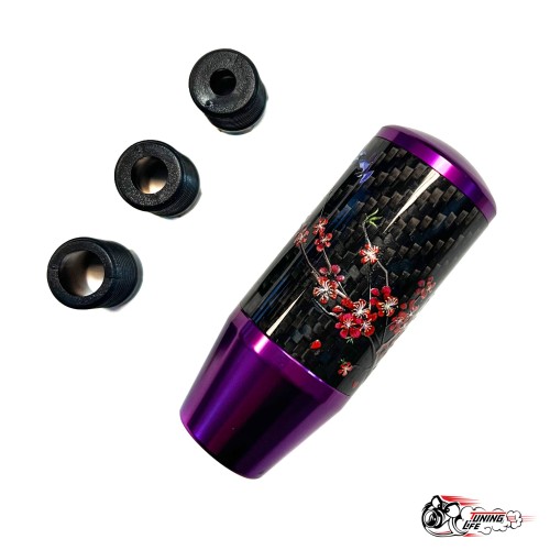 Насадка на ручку КПП мейхуа на фоне карбон фиолетовая 8,5см