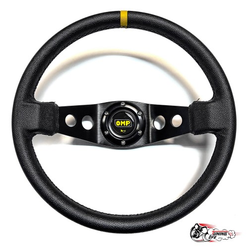 Руль OMP вынос кожа желтая полоска двухспицевый