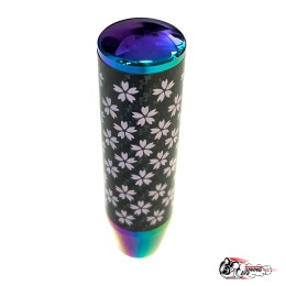 Насадка на ручку КПП сакура на фоне карбон НЕО ХРОМ 13см