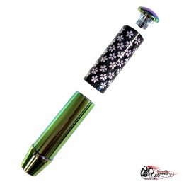 Насадка на ручку КПП сакура на фоне карбон НЕО ХРОМ 13см