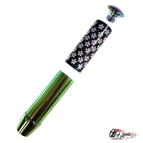 Насадка на ручку КПП сакура на фоне карбон НЕО ХРОМ 13см