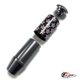 Насадка на ручку КПП сакура на фоне карбон темно-серая 8,5см