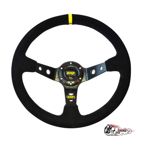 Руль OMP вынос замша (желтая полоска) D35