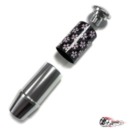 Насадка на ручку КПП сакура на фоне карбон серая 8,5см