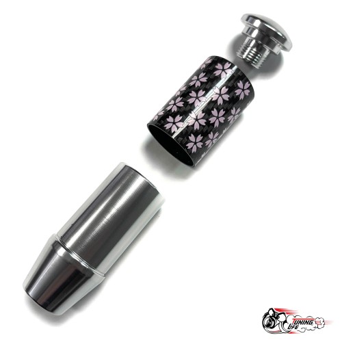 Насадка на ручку КПП сакура на фоне карбон серая 8,5см