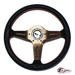 Руль Nardi Deep Corn перф. кожа  бронза средний вынос (7СМ) (6х74) D35 + белая строчка и вышивка