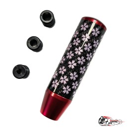 Насадка на ручку КПП сакура на фоне карбон красная 13см