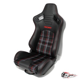 Сиденье с рег.спинкой Recaro кожа черный + ткань красная клетка (пассажирский, регулировка справа)