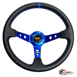 Руль OMP вынос кожа синий центр