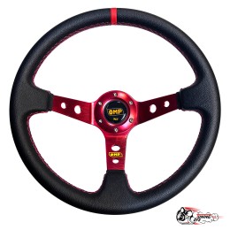 Руль OMP вынос кожа красный центр