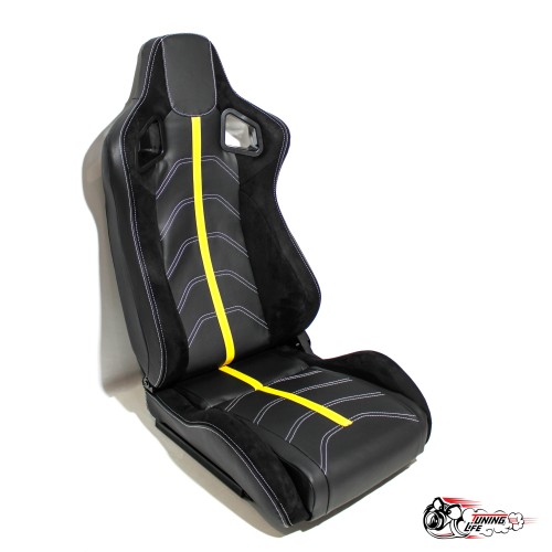 Сиденье с рег. спинкой (ковш) кожа + алькантара (желтая полоса)